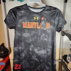 Under Armour Heatgear Fitted W/Maryland Graphic  Black SM NWT